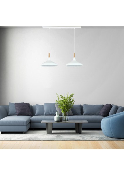 Ikili Champion Beyaz Iç Beyaz Sarkıt Lamba Yemek Masası Oturma Odası Mutfak Salon Otel Café