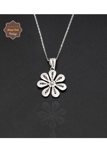 Papatya Model 925 Ayar Saf Gümüş Telkari Kadın Kolye 201024647