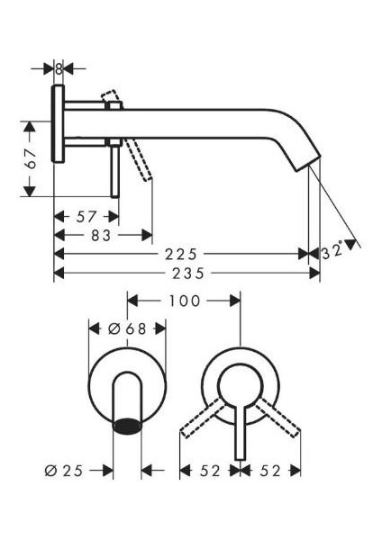 Tecturis S Tek Kollu Lavabo Bataryası, Gömme Montajlı, Duvara Monte Ecosmart+, 22,5 cm Musluklu - 73351000 modelleri