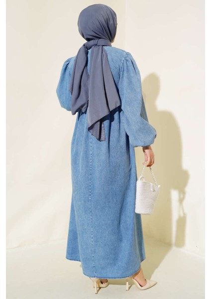 Pileli Salaş Tesettür Kot Elbise fiyatları