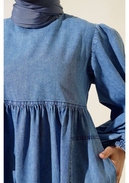 Pileli Salaş Tesettür Kot Elbise fırsatları