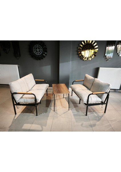 Serdem-(Eco)-2-2-Sehpa Metal Bahçe Balkon Takımı Mobilya Grubu (Krem) fiyatları