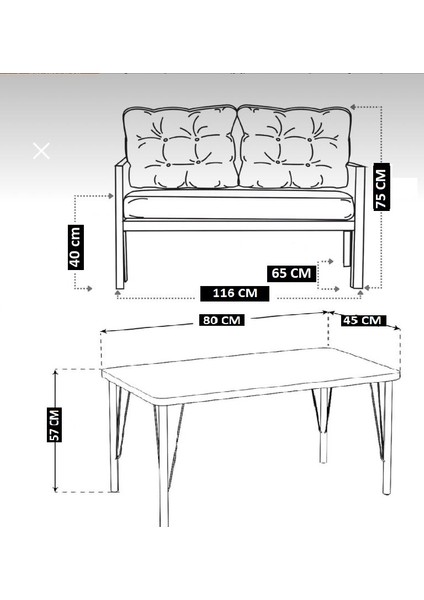 Serdem-(Eco)-2-2-Sehpa Metal Bahçe Balkon Takımı Mobilya Grubu (Krem) fırsatları