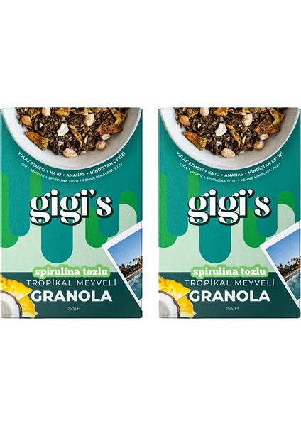 Tropikal Meyveli Granola - Spirulina, Chia 2'li Paket 2X250 Gram