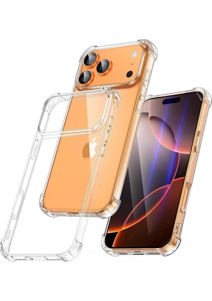 Iphone 17 Pro Uyumlu Antişoklu Kamera Yükseltili Şeffaf Yumuşak Kılıf