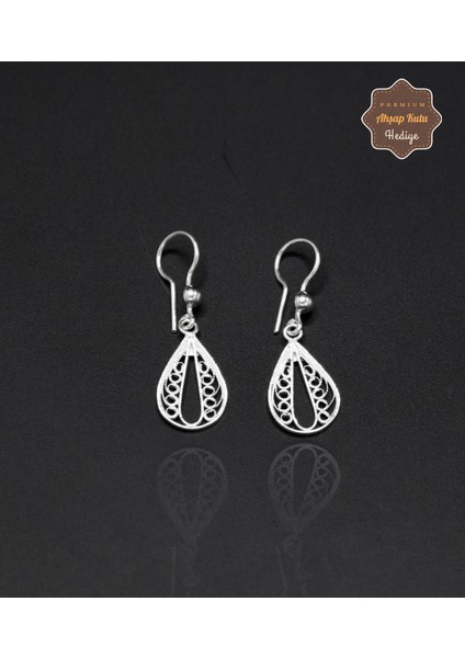 Sallantılı Işlemeli Damla Model 925 Ayar Gümüş Telkari Kadın Küpe 201024667