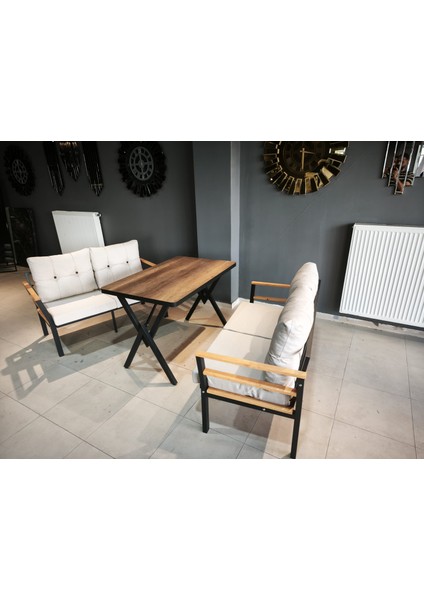 Serdem-(Kuqu)-2+2+Masa Bahçe Balkon Takımı Mobilya Grubu (Krem) fiyatları