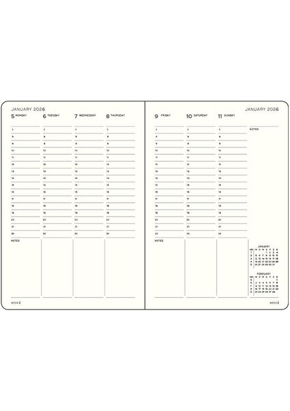 LEUCHTTURM1917 Orta Boy (A5) 12 Aylık Hafta Ajandası 2026 Sert Kapak, Ingilizce, Dusty ROSE372760 fiyatları