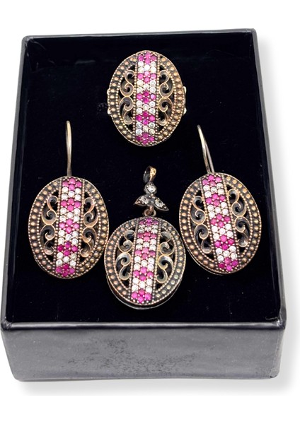 Authentic Iri Işlemeli Işıltılı Gümüş Set&takım