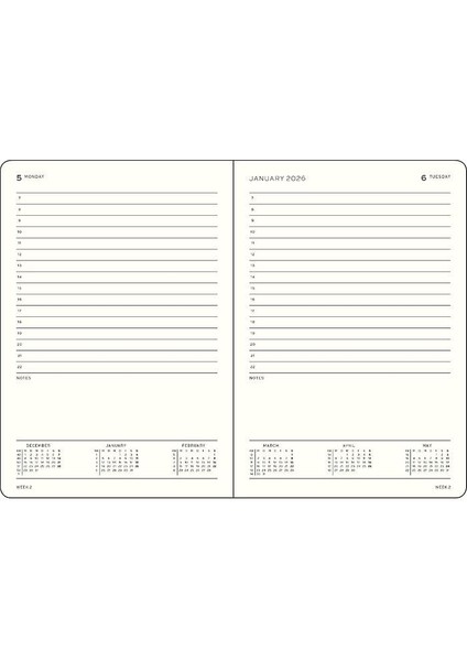 LEUCHTTURM1917 Orta Boy (A5) 12 Aylık Günlük Ajanda (Çizgili) 2026 Sert Kapak, Ingilizce, Rising Sun 372774 fiyatları