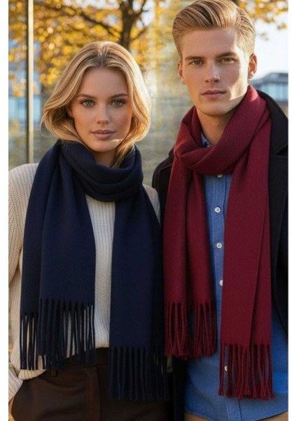 Unisex Yumuşak Dokulu Püsküllü Kışlık Buklet Atkı Şal 2'li Set indirimleri