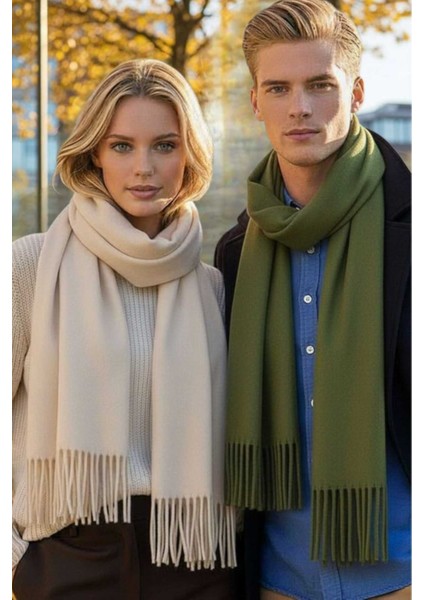 Unisex Yumuşak Dokulu Püsküllü Kışlık Buklet Atkı Şal 2'li Set