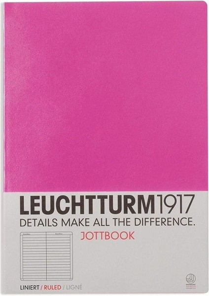 LEUCHTTURM1917 Jottbook A4 Çizgili Pembe Kapak 341495