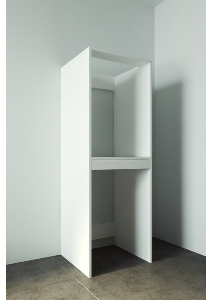Lavanta Çamaşır ve Kurutma Makinesi Dolabı Çamaşır Sepeti Çekmeceli Banyo Dolabı Beyaz
