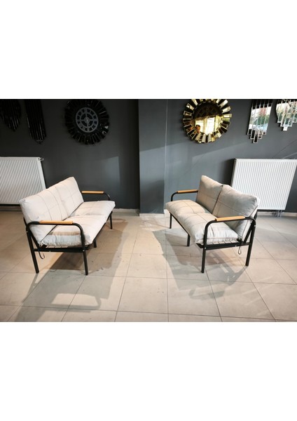 Serdem-(Eco)-2-2- Metalbahçe Balkon Takımı Mobilya Grubu (Krem)