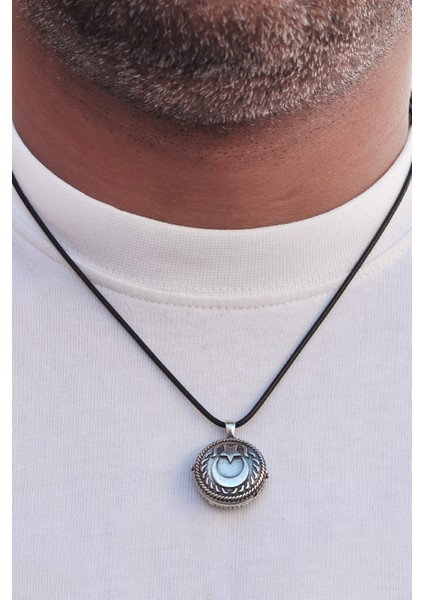 Açılabilir Kapaklı 925 Ayar Gümüş Ay Yıldız Işlemeli Kolye 201024598 modelleri