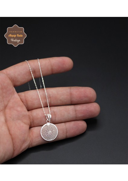 Küçük Halka Model 925 Ayar Saf Gümüş Telkari Kadın Kolye 201024653 modelleri