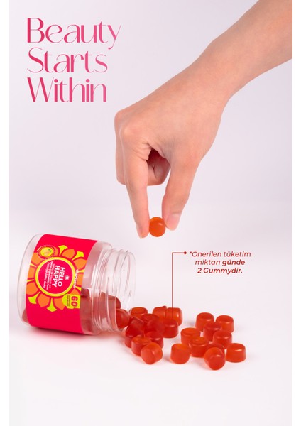 Hello Happy | Safran ve Vitamin D3 Içeren Çiğnenebilir Takviye Edici Gıda (60 Gummies) fiyatları
