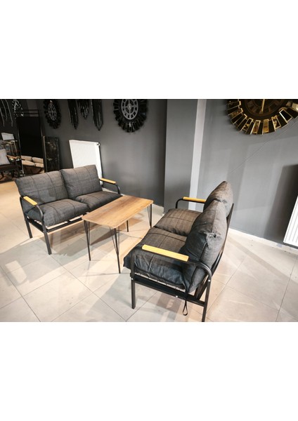 Serdem-(Eco)-2-2-Sehpa Metal Bahçe Balkon Takımı Mobilya Grubu(Antrasit)