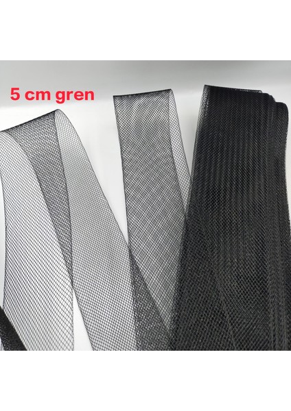 Gren 5 cm Siyah-1 Top 25 Yard -(22,85 Metredir)-Gelinlik ve Abiye Elbise Dikim Işleri Için