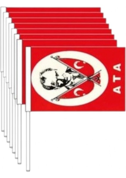 Sopalı Büyük (Çıtalı - (22*32 cm ) Kağıt Bayrak Atalı 20 Adet