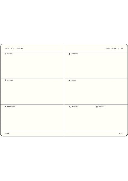 LEUCHTTURM1917 Orta Boy (A5) 12 Aylık Haftalık Ajanda 2026 Sert Kapak, Ingilizce, Spring LEAF372710 fiyatları