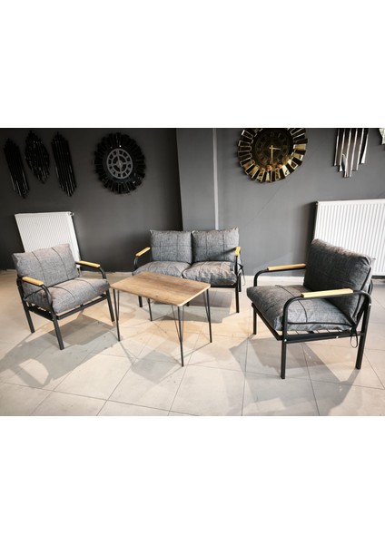 Serdem-(Eco)-2-1-1--Sehpa - Metal Bahçe Balkon Takımı Mobilya Grubu (Gri) fiyatları