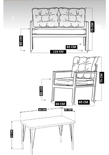 Serdem-(Eco)-2-1-1--Sehpa - Metal Bahçe Balkon Takımı Mobilya Grubu (Gri) fırsatları