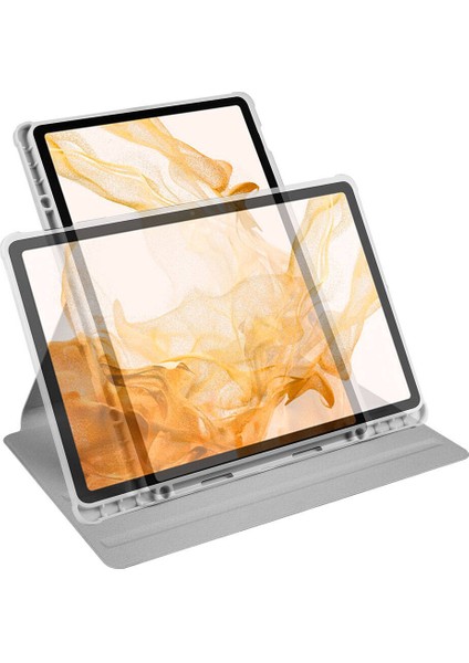 Galaxy Tab S10 Plus Uyumlu Kalem Bölmeli Standlı Termik Kılıf Gri