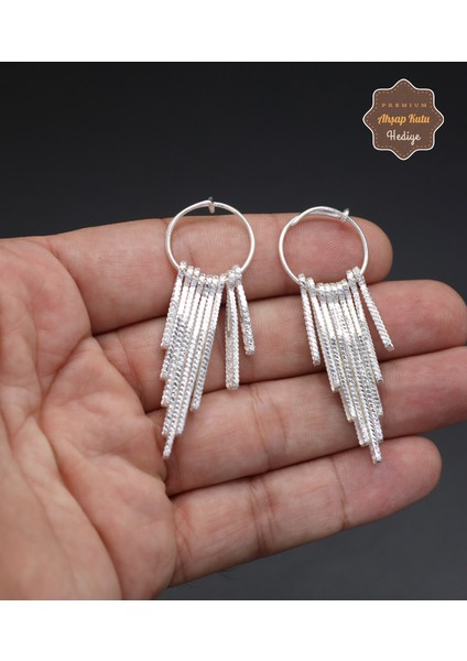 Sallantılı Çubuk Işlemeli 925 Ayar Gümüş Telkari Kadın Küpe 201024663 modelleri