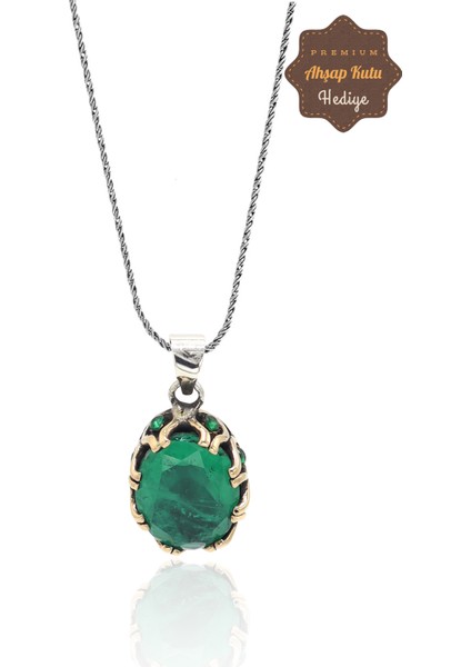 Paraiba Taşlı El Işçiliği Otantik Gümüş Kadın Kolye 201024710