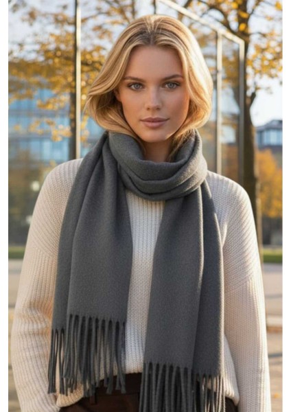 Unisex Yumuşak Dokulu Püsküllü Kışlık Buklet Atkı Şal 2'li Set modelleri