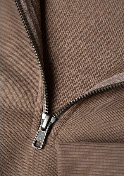 Yarı Fermuarlı Kahverengi Sweatshirt 0S10419-70380
