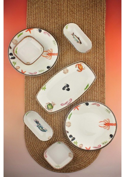 Retro Balık 2 Kişilik 7 Parça Balık & Meze Takımı
