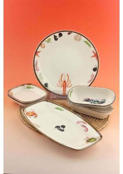 Retro Balık 2 Kişilik 7 Parça Balık & Meze Takımı fiyatları