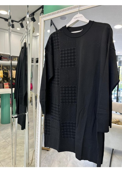 Adn Ince Triko Tunik Simli - Siyah - 1