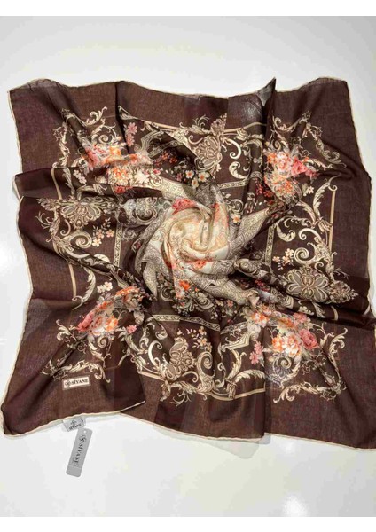 Siyane Naturel Desenli Eşarp - 1