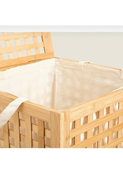 Lüks Bambu Hasır Çamaşır Sepeti 60X40 cm Natürel Renkli Tasarım modelleri