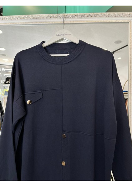 Adn Ince Triko Tunik Düğme Detaylı - Lacivert - 1 fiyatları