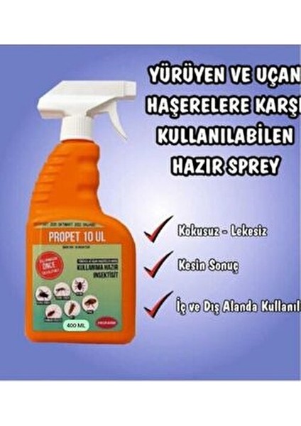 Propet 10 UL Kullanıma Hazır Parazit Spreyi 400 ml Kokusuz Etkili Koruma modelleri
