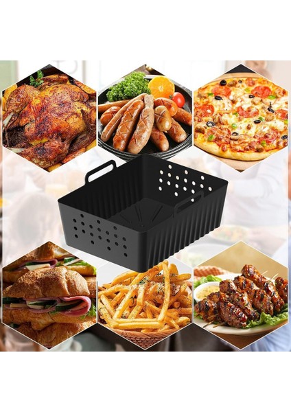 Ninja SL400UK/SL401 Sepetli Hava Fritözü Yeniden Kullanılabilir Hava Fritözü Tencere Aksesuarları Siyah Için 2 Adet Hava Fritözü Silikon Kaplama (Yurt Dışından) indirimleri