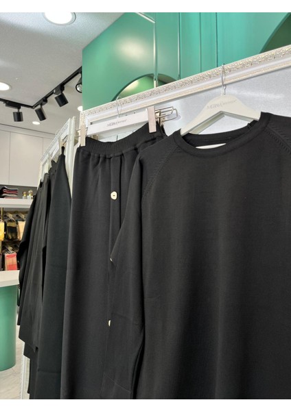 Adn Ince Triko Etekli Takım - Siyah - 2