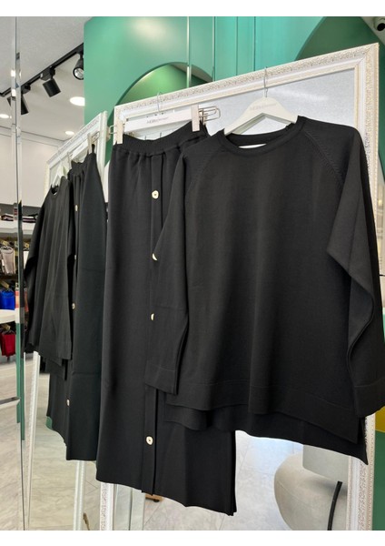 Adn Ince Triko Etekli Takım - Siyah - 2 fırsatları