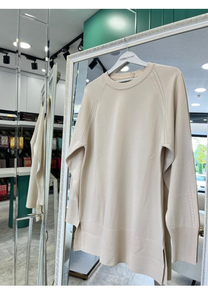 Adn Ince Triko Tunik Saç Örgülü - Taş - 2