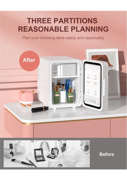 LED Işıklı Aynalı Makyaj Buzdolabı 4l Mini Buzdolabı Yatak Odası Araba Kozmetik ve Cilt Bakımı Için Küçük Buzdolabı Ab Fişi (Yurt Dışından) indirimleri