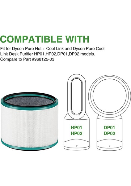 Dyson Pure Hot + Cool Link HP00/HP01/HP02/DP01/DP02/DP03 Hava Temizleyici Parçası 968125-03 Için Hepa Yedek Filtre (Yurt Dışından) fiyatları