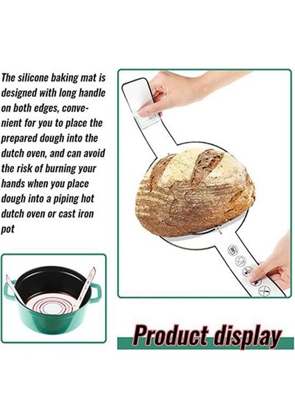 Adet Silikon Pişirme Matı, Uzun Saplı, 8,3 Inç Yeniden Kullanılabilir Levhalı, Hollanda Fırını Ekmek Pişirme Matı, Yapışmaz Pişirme Matı, Siyah (Yurt Dışından) fırsatları
