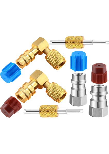 R12'DEN R134A'YA Ac Bağlantı Parçası Dönüşüm Adaptör Kiti, Hızlı Bağlantı Vanası A/c 90° Bağlantı Noktası Yüksek/düşük Basınçlı Retrofit Adaptörü (Yurt Dışından)