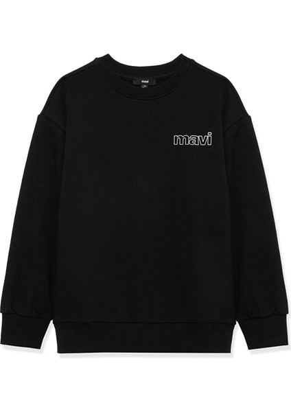 Mavi Logo Baskılı Siyah Sweatshirt 6S10034-900