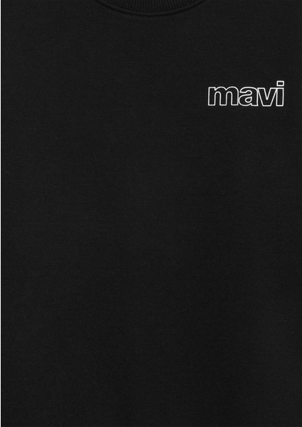 Mavi Logo Baskılı Siyah Sweatshirt 6S10034-900